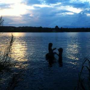 In the summer the lake is warm enough for a sunset dip.