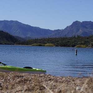 Apache Lake and Beach Area. Beautiful mountains, lake water is cold but clean. We took our kayak out and around. Very relaxing.