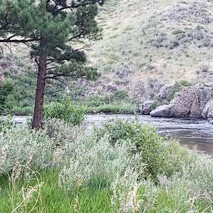 Path from one side of campground to other. Follows river for easy access.
