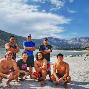 Beautiful end of August weather at the beach side of June Lake.