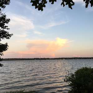 Sunset on the lake at our camp spot.