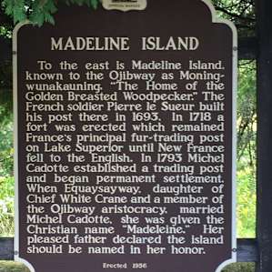 A nearby historical marker about the island.