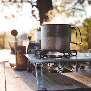 Boiling water for morning coffee.
