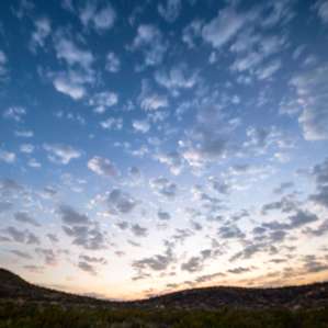 Dusk view looking southwest from the parking area of La Monilla