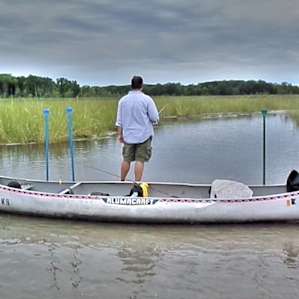 Yes , You can catch fish while standing in ankle deep water :)