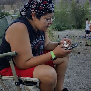 Relaxing after setting up camp!