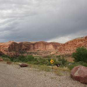 This is a view from an upper parking area. It's parking area, then road then campsite.