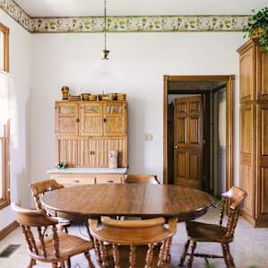 Dining area connected to the kitchen with a huge sunny window! :)