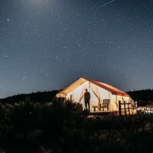 Our tent at night