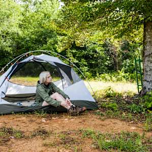 Hanging out at camp near the back of the property.
