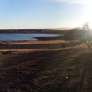 View of the lake from our site. It was low at this time a few years ago.