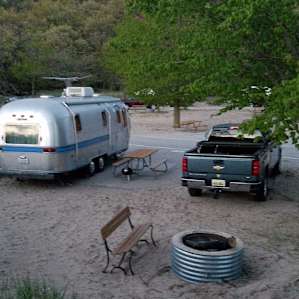 Campsite #129 with fire pit and plenty of room to park