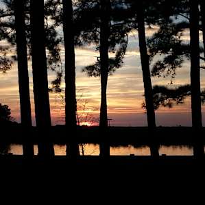 Sunset over the inlet by our campsite.