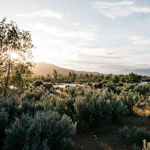 Great view of surrounding mountains at sunset!