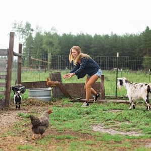 The baby goat was definitely faster than Taylor but she had fun trying to catch the little guy!