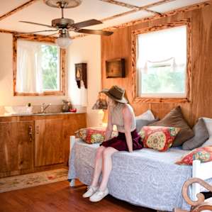 The cottage gets that warm, paradise light, especially in the living space.