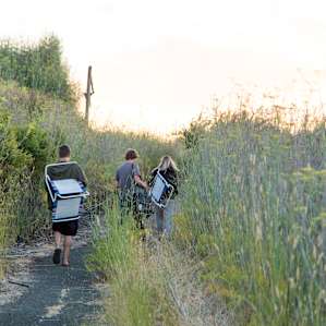 Walking to a sunset viewpoint.