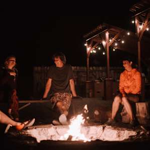 There's a sweet fire pit next to the cooking area which just fosters the warm community aspect this campground has :)