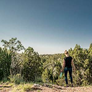 Hiking down into the arroyo