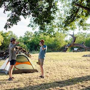 After getting our tents set up, we hung out in the camping area for a bit before walking down the path to the river access area. The camping clearing has a picnic table, bench, fire pit and plenty of space for large groups.