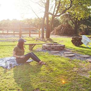 Picnicking on the front lawn.
