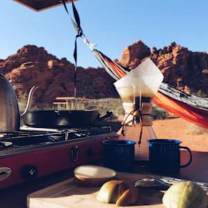Campsite setup.