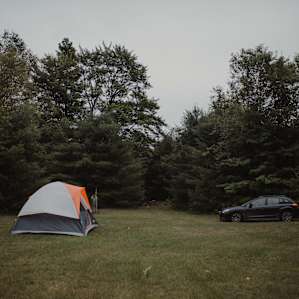 The tent and our car in the campsite