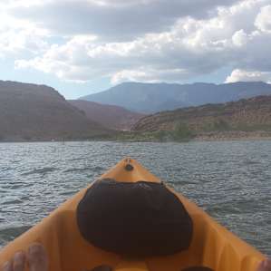 Rent a kayak or paddleboard near the campground and tour the lake. Row to the northernmost part for some shade, but keep in mind: Years of silt have made the lake bottom soft and murky - you may sink up to your ankles, possibly lose a shoe!