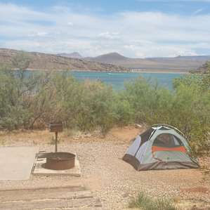 The campsites are pretty much in direct sunlight until later in the afternoon, when the sun dips behind the Harrisburg Bench and delivers much-needed shade on summer days.