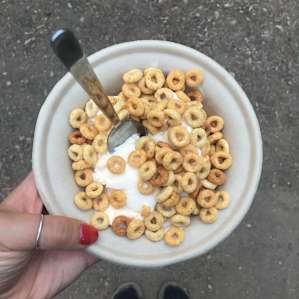 We had the LUXURY of having ice cream at our camp site since Detroit was such an easy and close drive. I like my ice cream with cheerios!