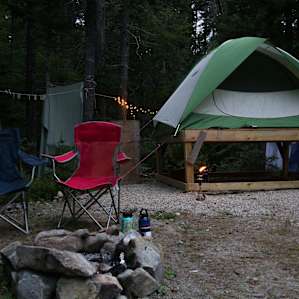 The set-up! Note: We brought a 4-person tent, which fit on the platform just about perfectly.