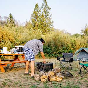 A grill is provided and you can buy wood from the host.