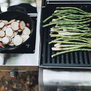 Cooking on the grill provided!