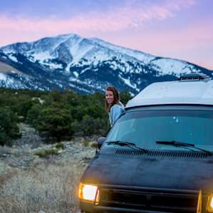 Sunrise against the mountains.