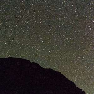 View of the night sky from campsite #20, with the edge of the Milky Way on the right side of the image.