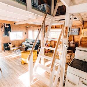 Stairs to the sleeping area.