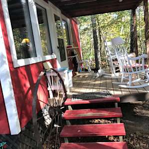 My daughter loved how the house had old things made new - like the wagon wheel as a hand rail.