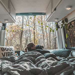 Waking up to a fall forest with your pup, nothing better!