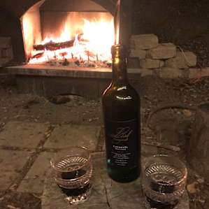 Wine by the fire.