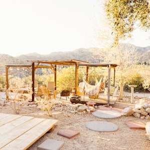 Shared lounge with firepit.