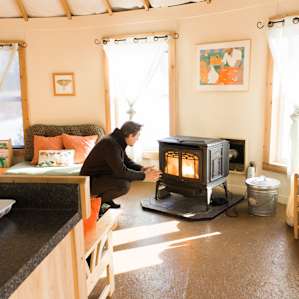 getting warm by the fire!