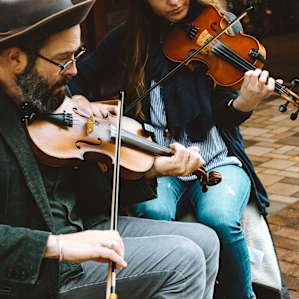 Street musicians in Asheville, NC.