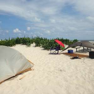 Simple campsite by the ocean