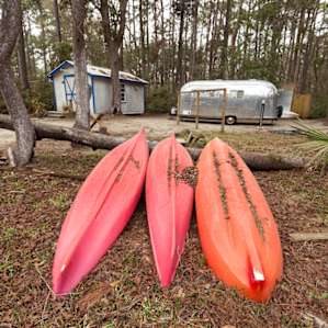 The kayaks are available for exploring the waters in the wildlife management area. Kicking myself that we didn't leave time to do this!