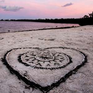 Some beautiful beach art we found during sunset at the beach next to the campground.