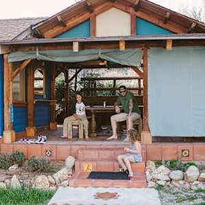 hanging out in the community patio