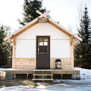 Outside of the cabin/tent.