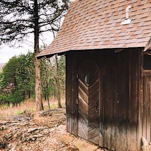 The whimsical and healing outhouse. That's right I used those adjectives for an outhouse.