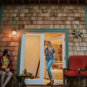 Front porch of the Casita, perfect for enjoying a warm evening in the Santa Cruz mountains.