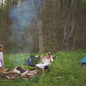 Hot dogs and s'mores by the fire